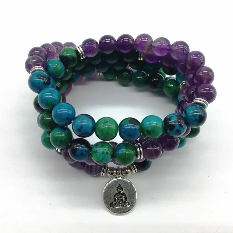 Chrysocolla Amethyst 108 Mala