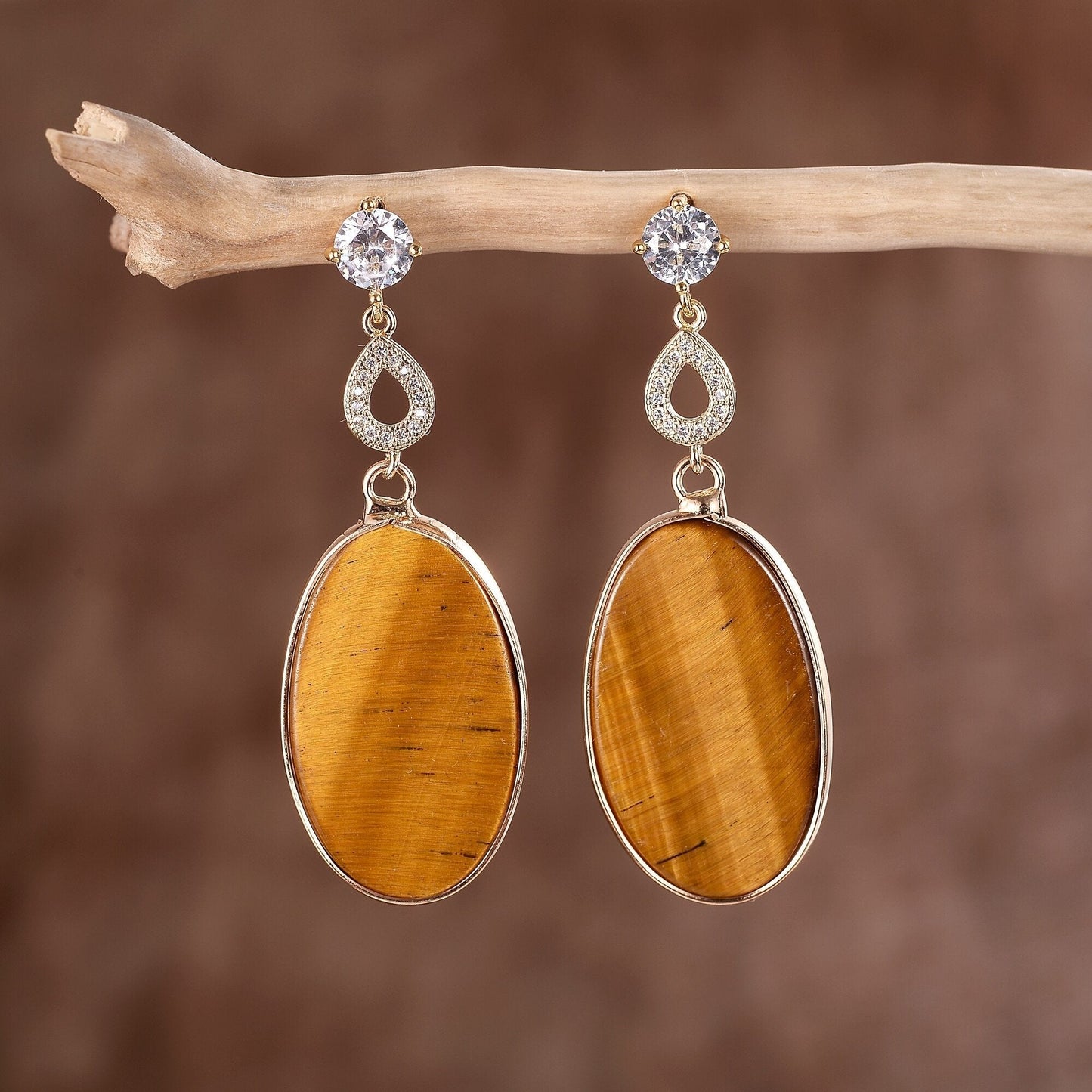 Vineyard Tiger Eye Drop Earrings