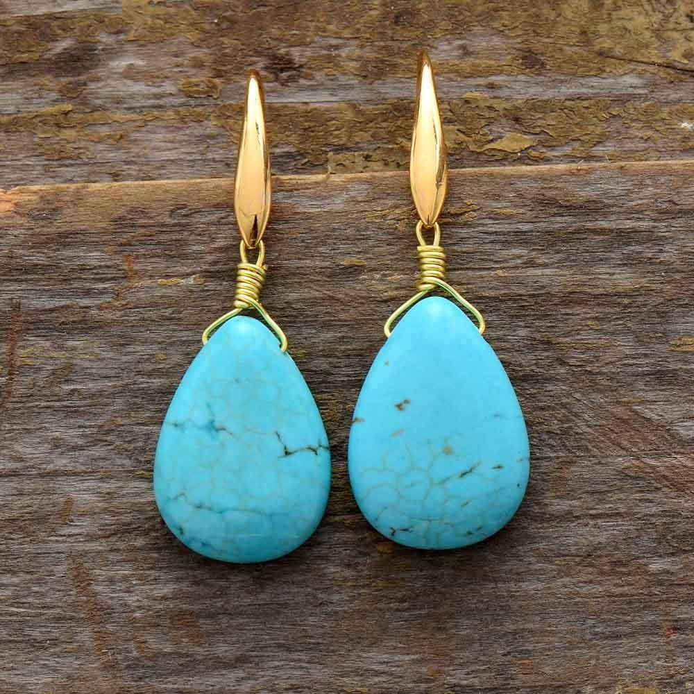 The Green World Turquoise Teardrop Earrings