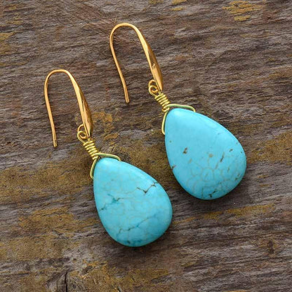 The Green World Turquoise Teardrop Earrings