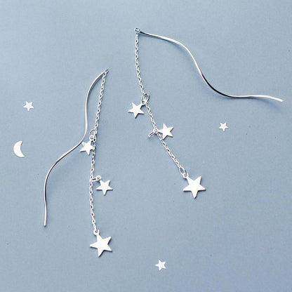 Falling Stars Silver Earrings