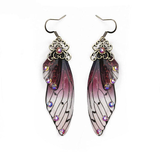 Purple Butterfly Wings Earrings