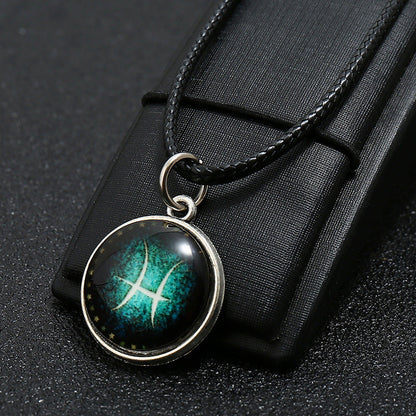 12 constellation Glass Pendant Necklace