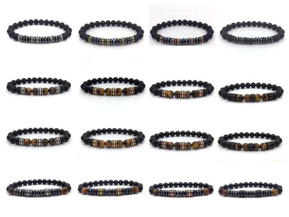 Elegant Hematite & Tiger's Eye Crystal Paved Bracelet