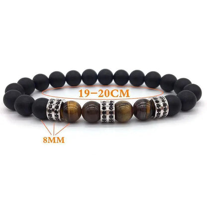 Elegant Hematite & Tiger's Eye Crystal Paved Bracelet