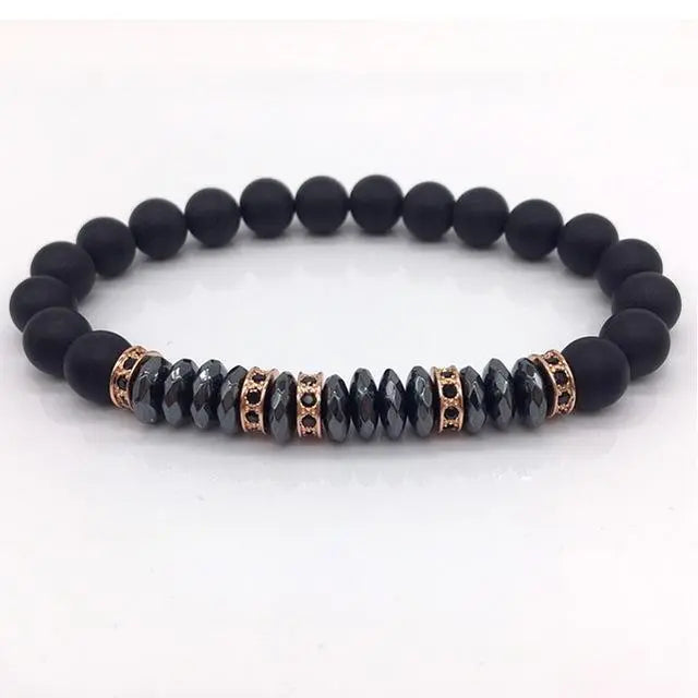 Elegant Hematite & Tiger's Eye Crystal Paved Bracelet