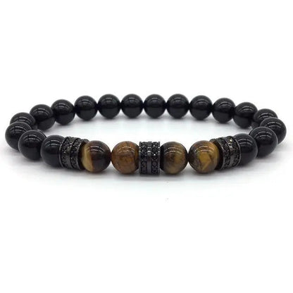 Elegant Hematite & Tiger's Eye Crystal Paved Bracelet