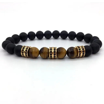 Elegant Hematite & Tiger's Eye Crystal Paved Bracelet