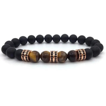 Elegant Hematite & Tiger's Eye Crystal Paved Bracelet