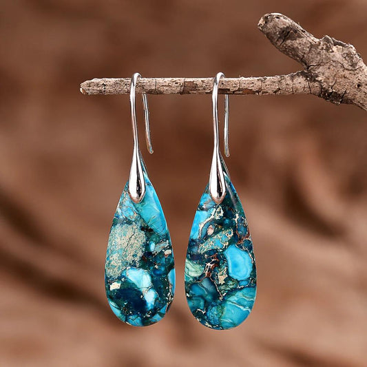 Spring Rain Regalite Stone Teardrop Earrings