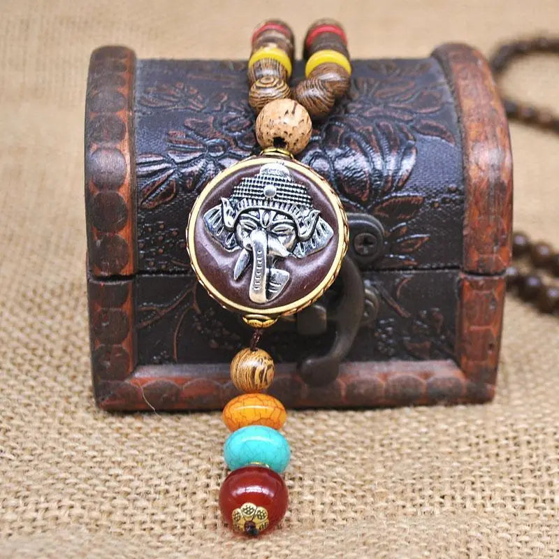 Handmade Nepal Buddhist Wenge Mala Necklace