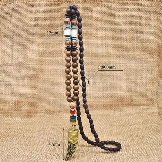 Handmade Nepal Buddhist Wenge Mala Necklace