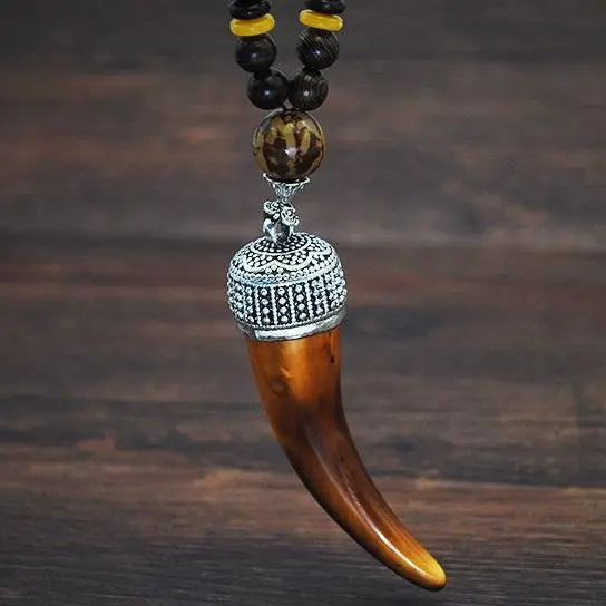 Handmade Nepal Buddhist Wenge Mala Necklace