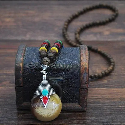 Handmade Nepal Buddhist Wenge Mala Necklace