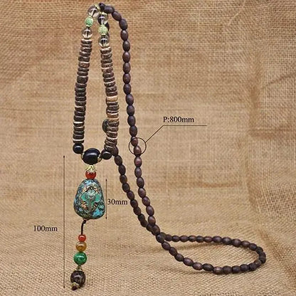 Handmade Nepal Buddhist Wenge Mala Necklace