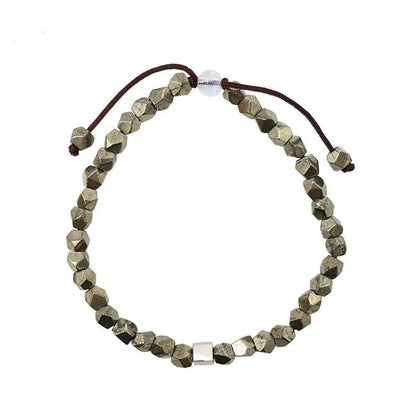 Natural Pyrite with Sterling Silver Cube Charm Bracelet