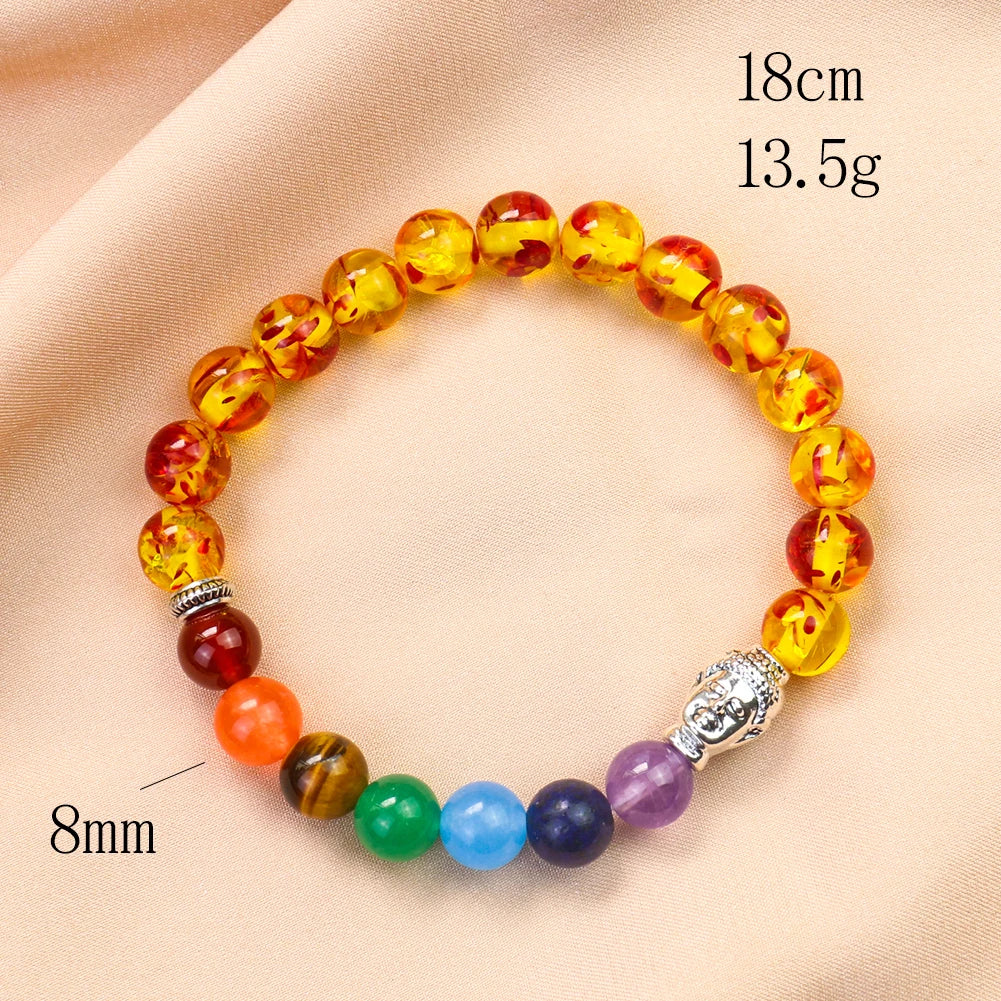 Baltic Amber Bracelet/Anklet with Chakra Stones