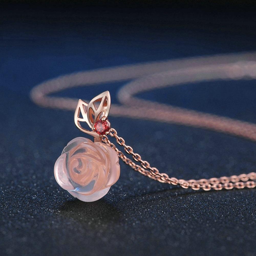 Majestic Rose Quartz & Garnet Necklace