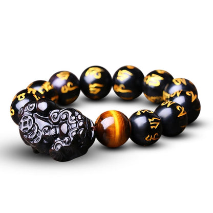 Obsidian Pixiu Wealth Mantra Bracelet - Special