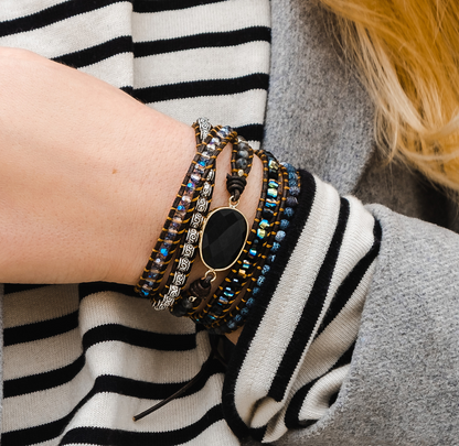 Onyx Moonlight Protection Wrap Bracelet