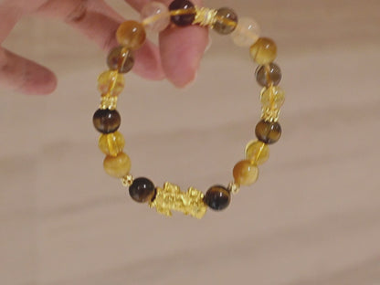 Handmade Citrine Gold Plated PIXIU Bracelet-Attract wealth