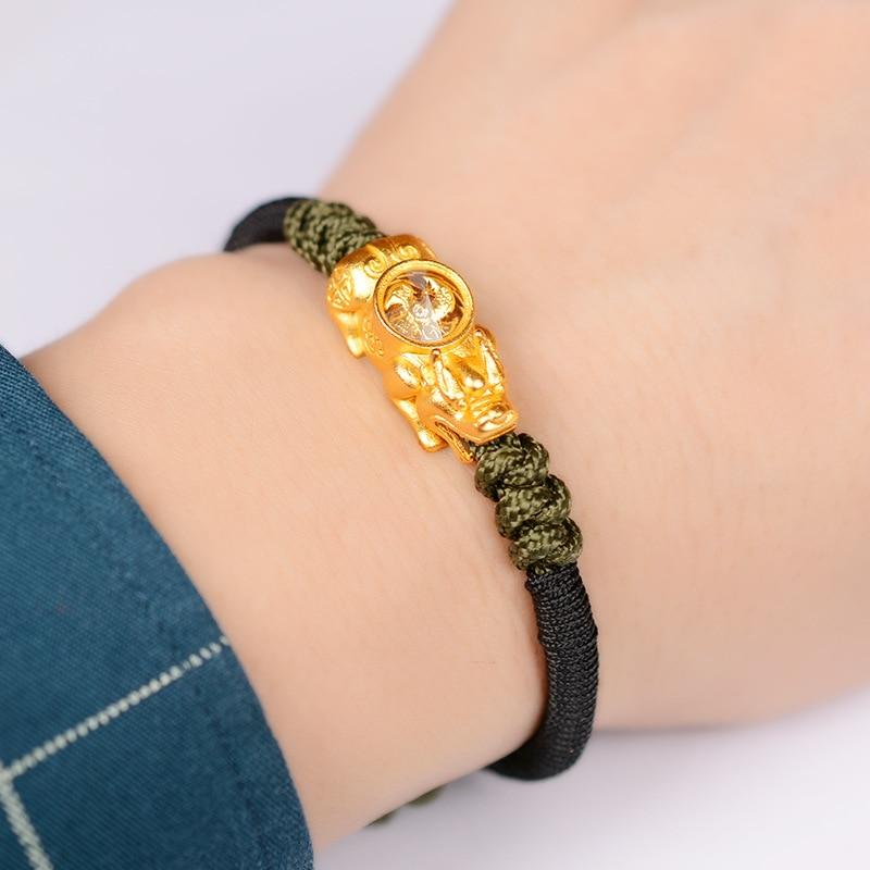 Handmade Lucky Rotating Windmill Pixiu Braided Rope Bracelet