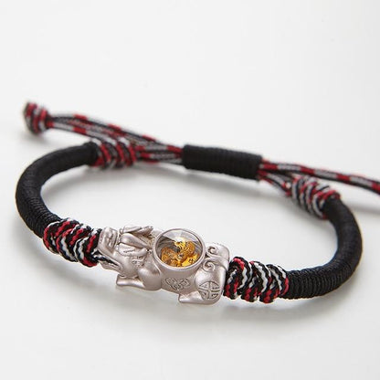 Handmade Lucky Rotating Windmill Pixiu Braided Rope Bracelet