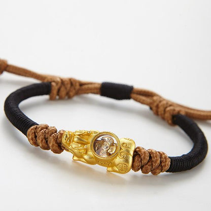Handmade Lucky Rotating Windmill Pixiu Braided Rope Bracelet