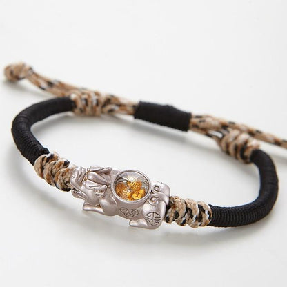 Handmade Lucky Rotating Windmill Pixiu Braided Rope Bracelet