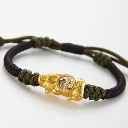 Handmade Lucky Rotating Windmill Pixiu Braided Rope Bracelet