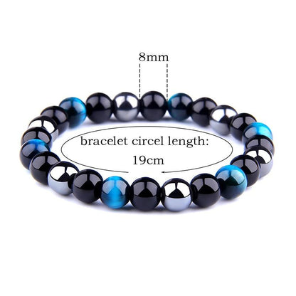 The Triple Protection Blue Tiger Eye X Hematite X Black Obsidian Stone Bracelet