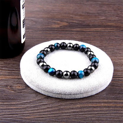 The Triple Protection Blue Tiger Eye X Hematite X Black Obsidian Stone Bracelet