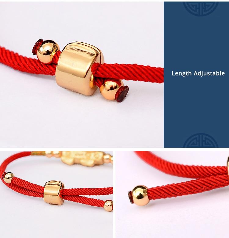 Sterling Silver Gold Pixiu Lucky Red Rope Bracelet