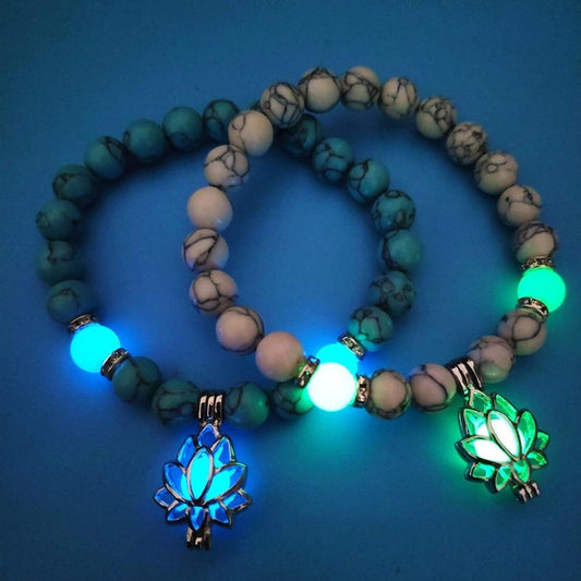 Glow In The Dark Lotus Turquoise Bracelet