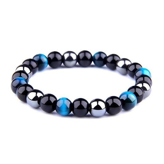 The Triple Protection Blue Tiger Eye X Hematite X Black Obsidian Stone Bracelet