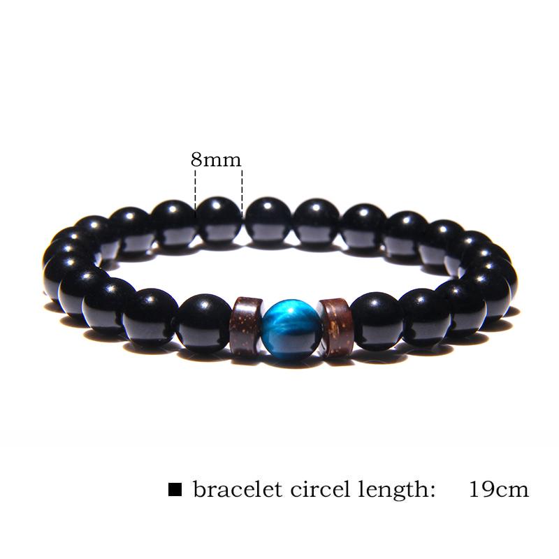 Blue Tiger Eye X Black Onyx X Wooden Beads Bracelet