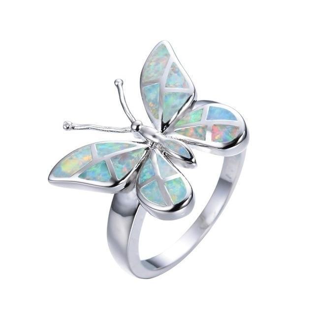 Fire Opal Butterfly Ring