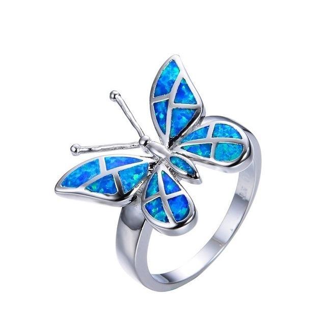 Fire Opal Butterfly Ring