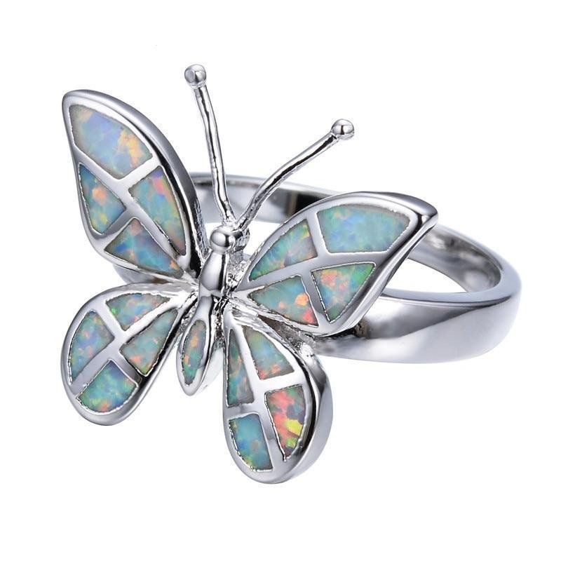 Fire Opal Butterfly Ring