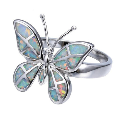 Fire Opal Butterfly Ring