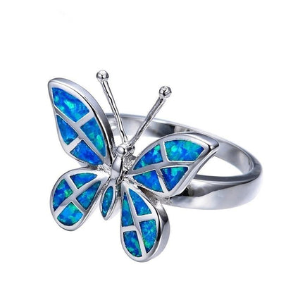 Fire Opal Butterfly Ring