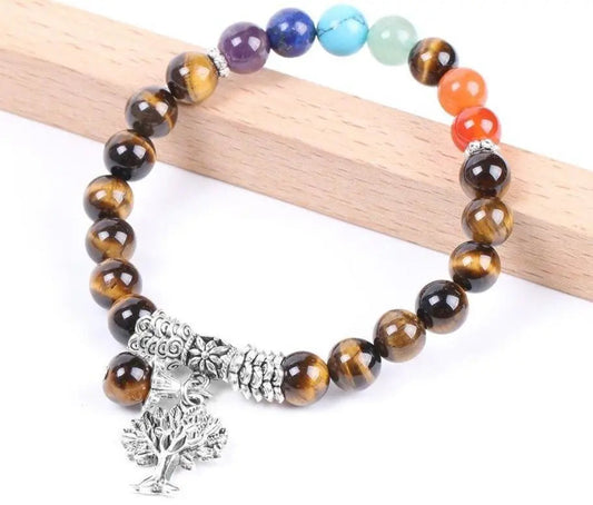 Tiger Eye Tree of Life Charm Bracelet