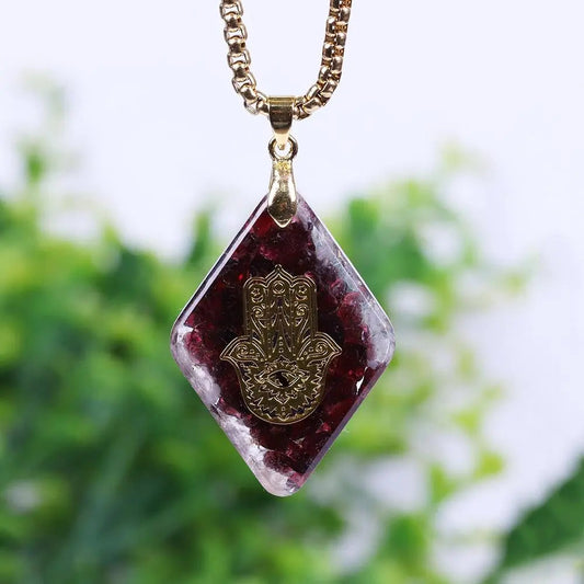 Natural Garnet Orgonite Revitalizing Necklace