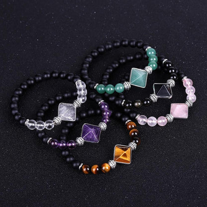 Natural Stone Beads Pyramid Chakra Bracelet