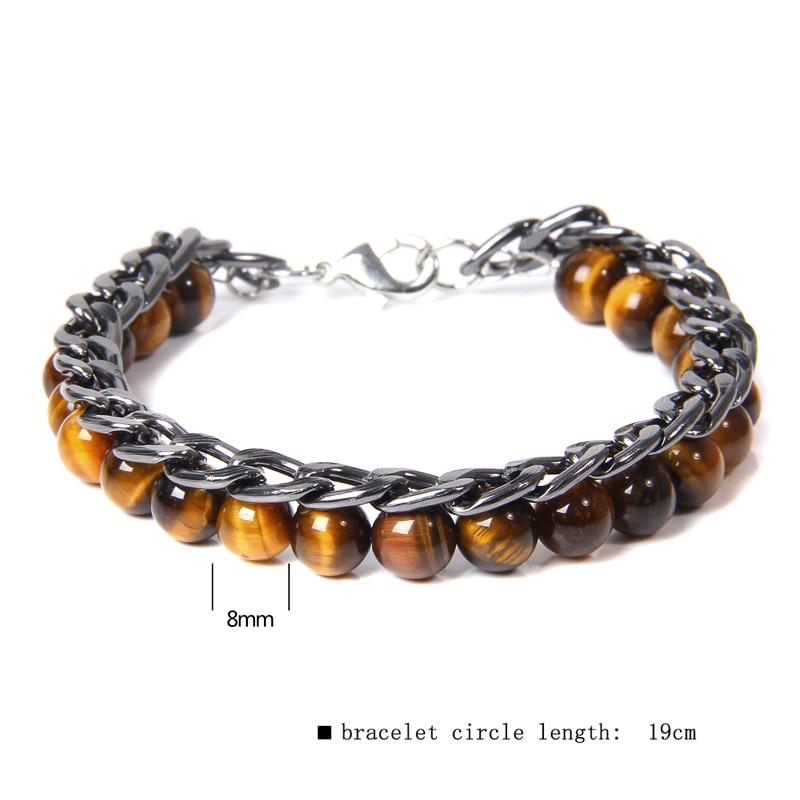Tiger Eye X Stainless Steel Chain Bracelet