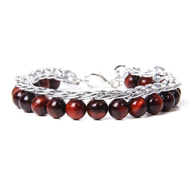 Tiger Eye X Stainless Steel Chain Bracelet