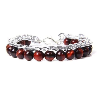 Tiger Eye X Stainless Steel Chain Bracelet