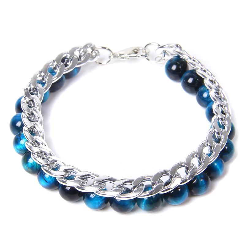 Tiger Eye X Stainless Steel Chain Bracelet