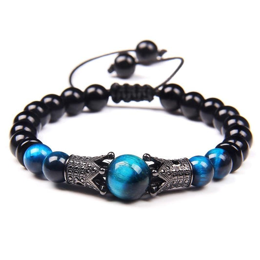 Blue Tiger Eye Crown Bracelet