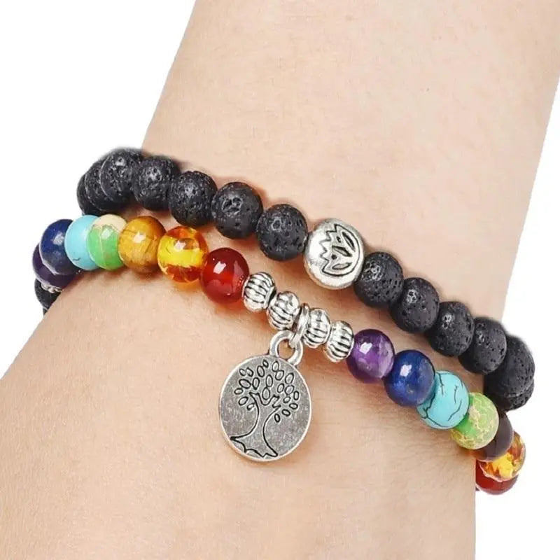 7 Chakra Lava Rock Bracelet